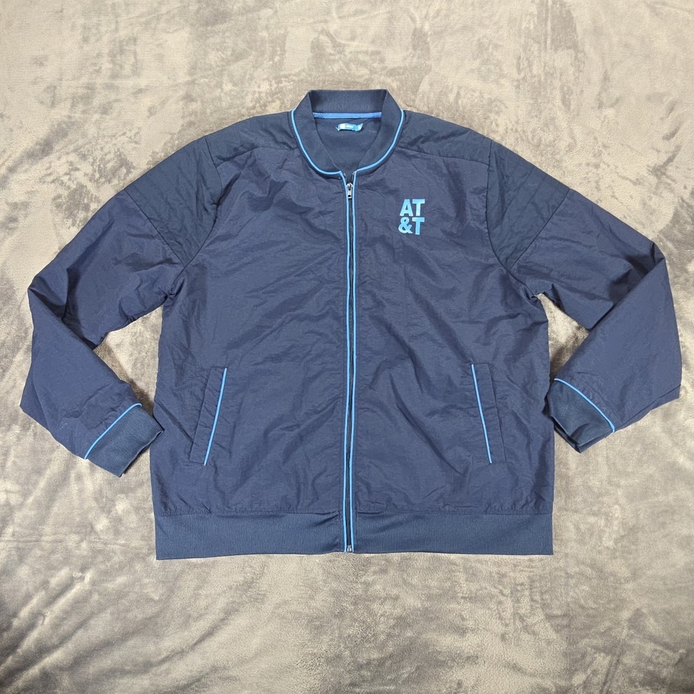 AT&T Windbreaker Jacket Adult XL Blue Nylon Full Zip Soft Shell Uniform Workwear